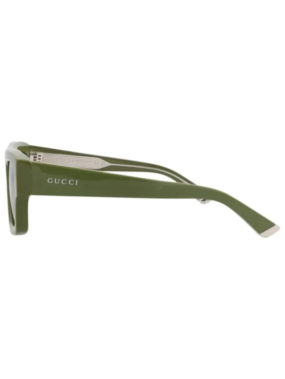 New Gucci Women's Sunglasses Square Rectangle Recycled Acetate Frame Mens Green